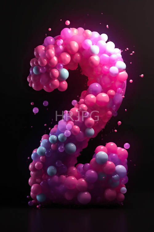 of colorful glowing balloons in vibrant shades of pink and purple