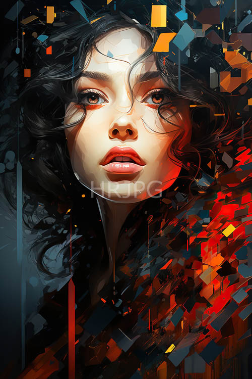 geometric background shapes frame modern feminine portrait poses