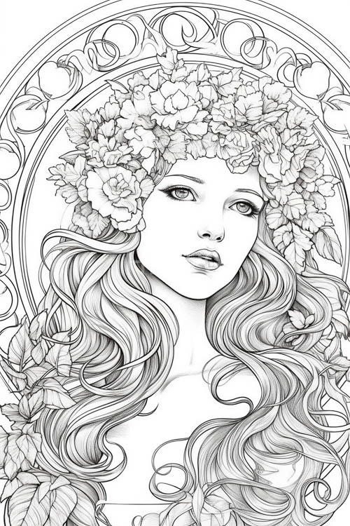 serene fantasy muse blends delicate features with wild elegance of nature