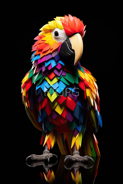 exotic parrots display radiant feathers against stark black backdrops