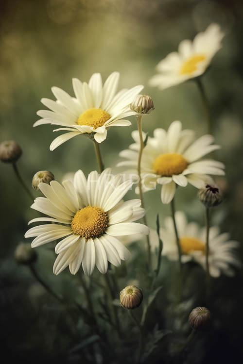 blooming florals amidst unfurled blossoms in pristine white garden settings