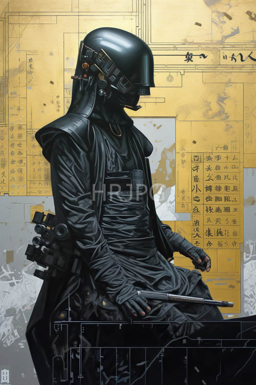 High Resolution: Cybernetic Figure in HighContrast Chinese Characters and Tactical Suit download. | HRJPG.com