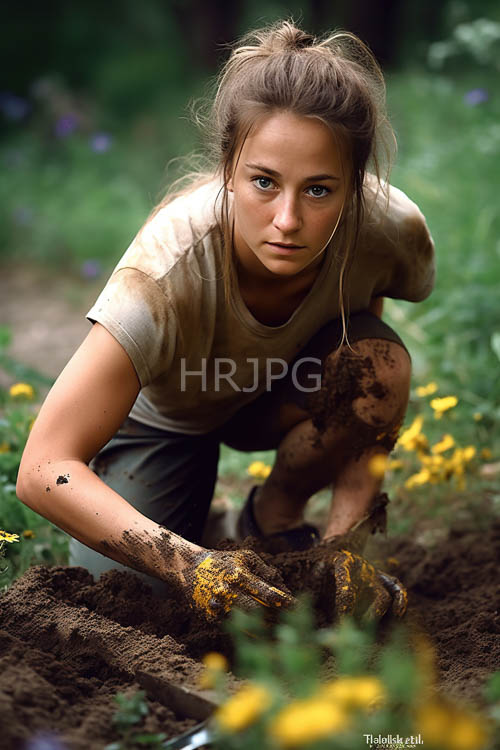 flowering petals bloom around dirtcovered hands of a young gardening enthusiast in a lush outdoor setting