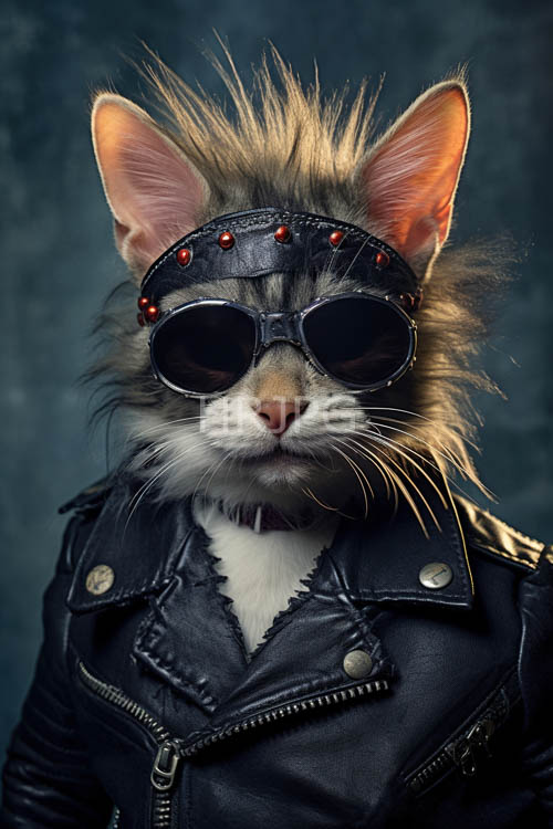 leather biker jackets fit gray white cats with brown hair