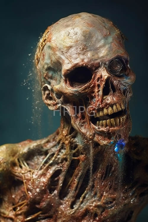 High Resolution: Decaying Skull Illuminated by a Fading Teal Blue Gradient download. | HRJPG.com