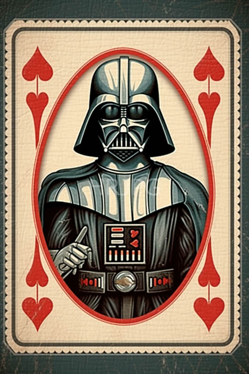 star wars sith lord darth vader as a majestic card ace in obsidian armor