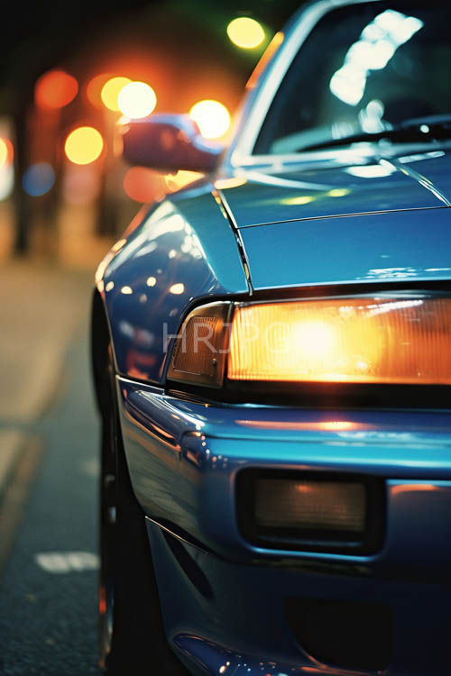 blue sedans showcase classic automotive design under city nights
