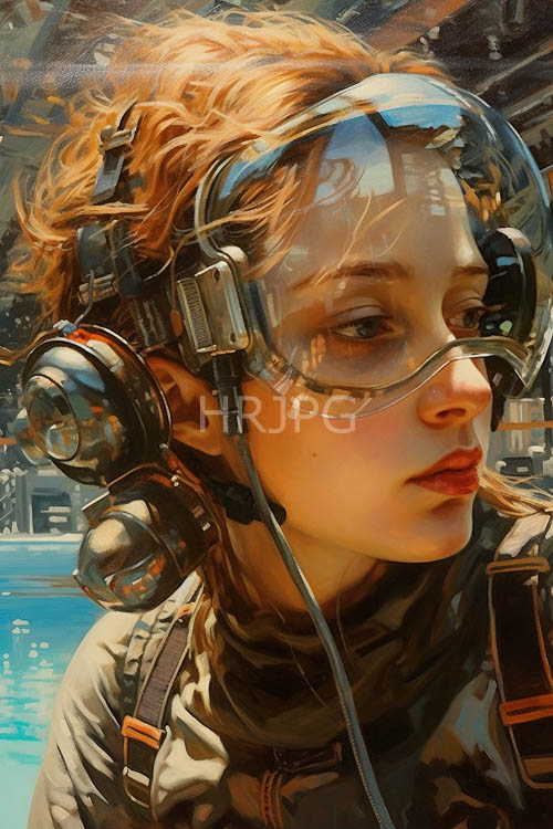 cybernetic suit gear wraps figures looking into water pools