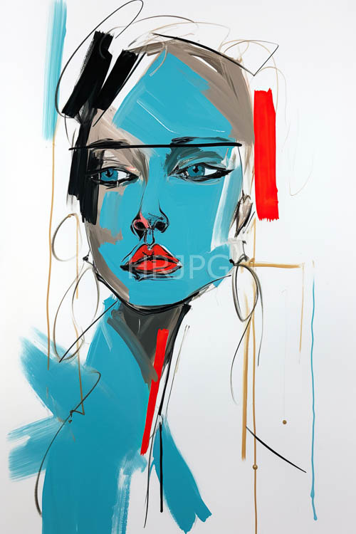 abstract of a womans face with contrasting temperatures and textured layers
