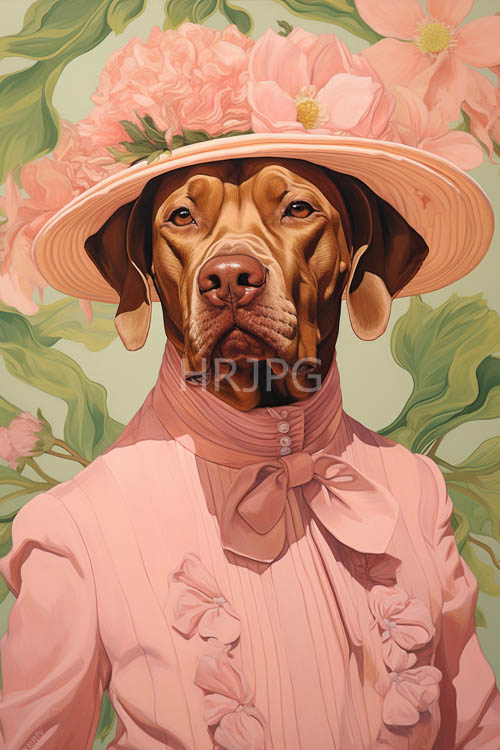 victorian suits fit canine figures standing in sunlit botanical gardens