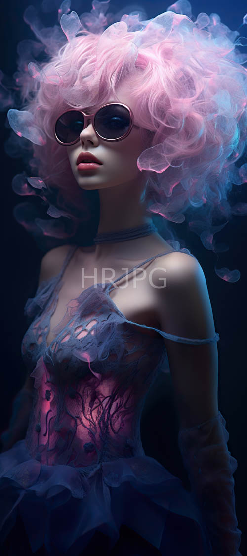androgynous figure in flickering ambient light against dark backdrop