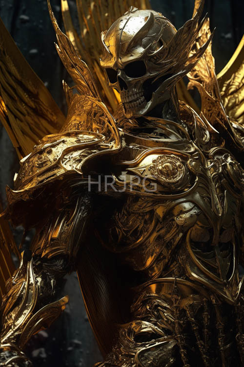 skeletal majesty of fallen majesty merges with divine craftsmanship in dark grayishblack hinterland