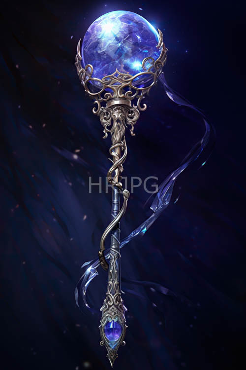 celestial scepter of twisted metal and majestic blue gemstones