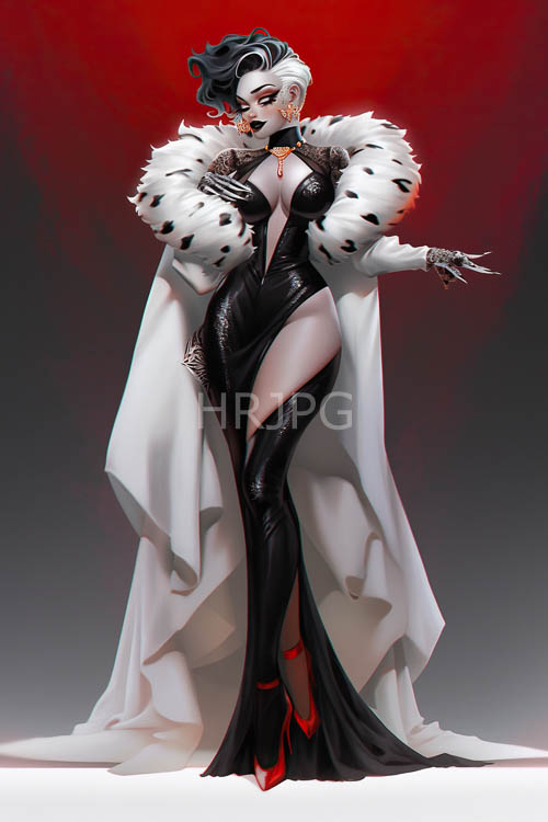 darkskinned woman embodies sophistication in avantgarde with dramatic hair and luxurious fur capes