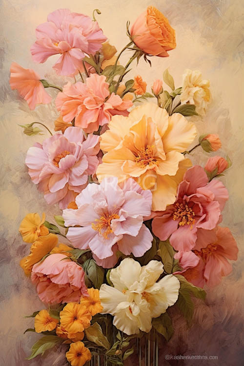 botanical illustrations bloom against beige gray canvas backdrops