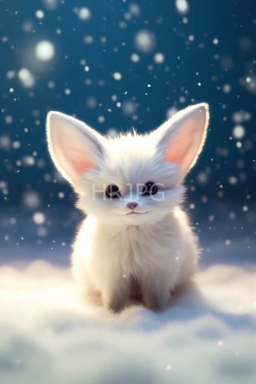 snowflakes dust fluffy white fur coats on baby foxes