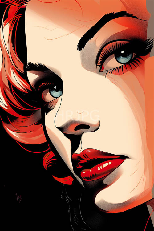 orangered curls frame captivating face in intense closeup study