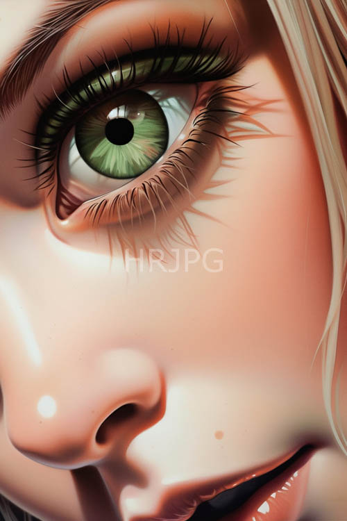 High Resolution: AnimeInspired Young Womans Face Blends Realism and Artistic Allure with Intricate Iris Patterns download. | HRJPG.com