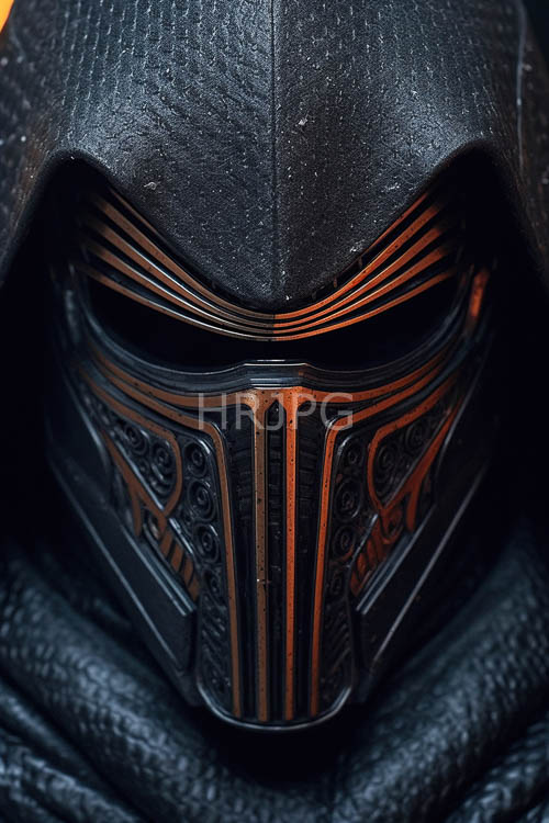High Resolution: MandalorianInspired Helmet Features Striking Orange Accents and Elaborate Patterned Faceplate download. | HRJPG.com