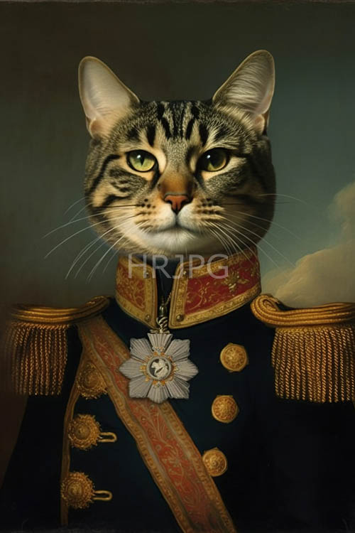 military coats display silver medals on cat characters