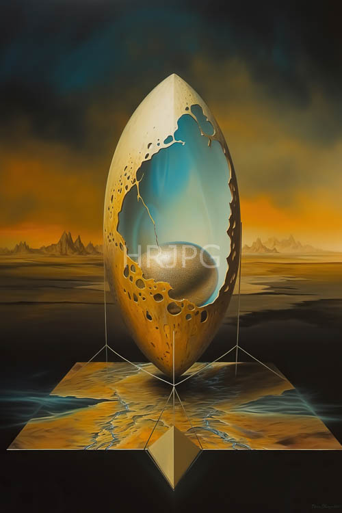 High Resolution: Fractured Egg Form Reveals Pulsating Cerulean Light in Darkened Geometric Shards Setting download. | HRJPG.com