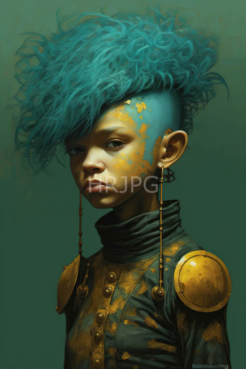 erupting teal coils meet metallic accents in a fusion of futuristic elegance