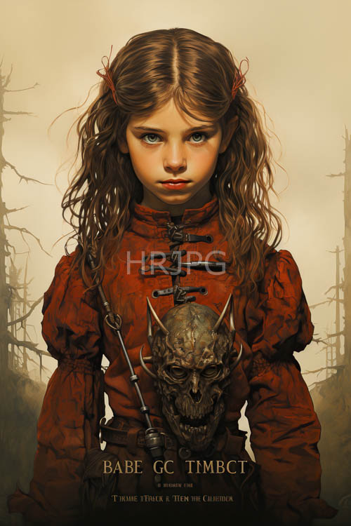 fierce young woman with cascading chestnut waves in crimson victorian gown