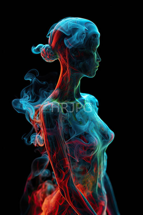 High Resolution: Glowing smoke patterns flow around semi transparent female figures download. | HRJPG.com