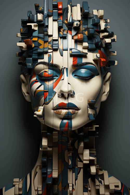 High Resolution: Harmonious Fragmentation Reimagines Human Visage through Geometric Abstraction download. | HRJPG.com