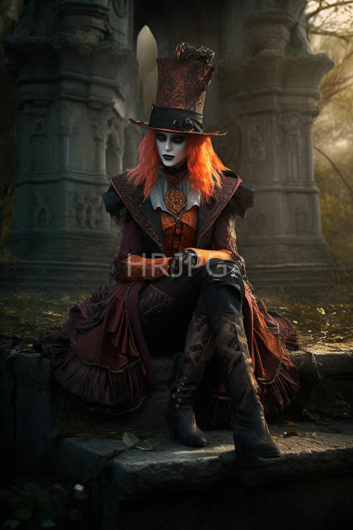High Resolution: Paleskinned woman amidst crumbling ancient ruins with Victorianinspired attire download. | HRJPG.com