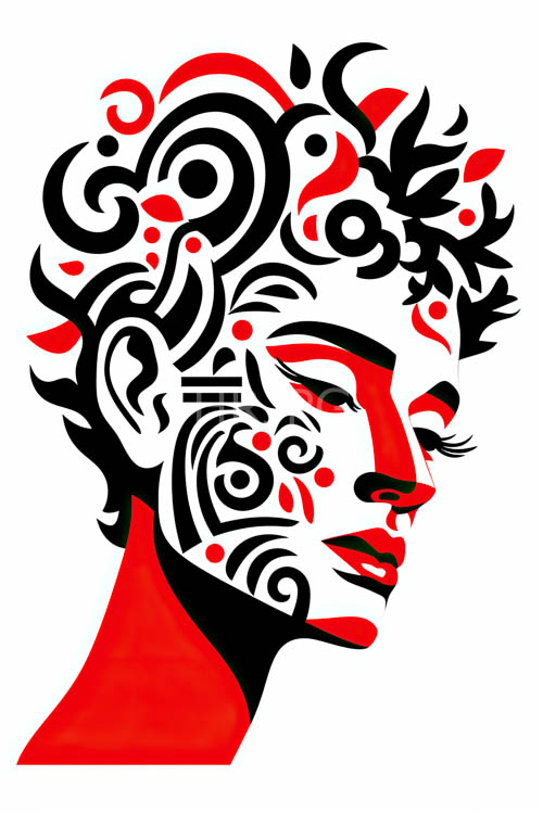High Resolution: Converging Geometric Patterns on Stylized Human Profile in Minimalist Context download. | HRJPG.com