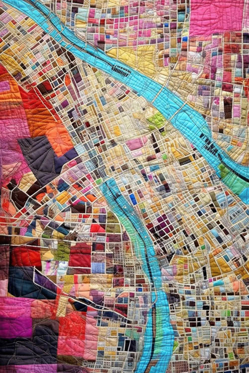 intersecting grids on textile with kaleidoscope of contrasting colors and opacity