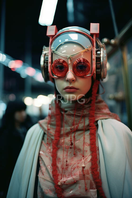 High Resolution: Cybernetic implants glow red across human faces in studios download. | HRJPG.com