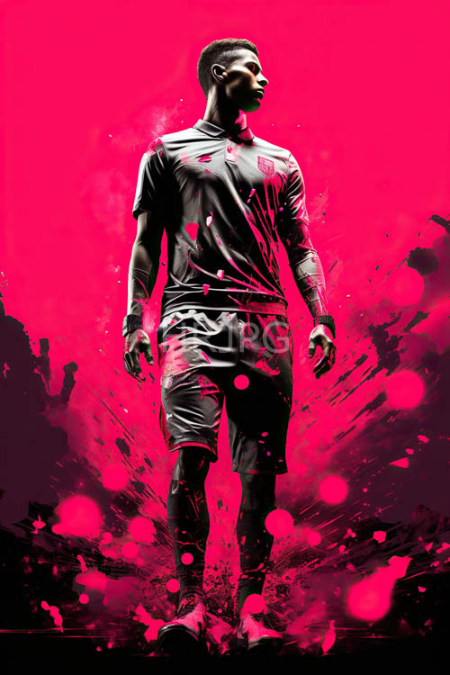 athlete in motion framed by striking contrast and dynamic textures against a fuchsia backdrop
