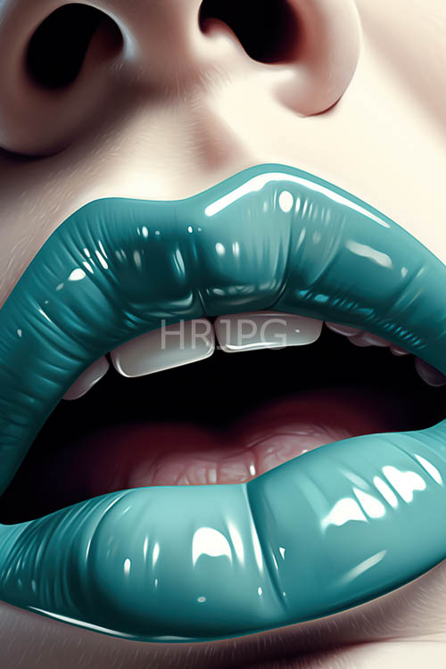 turquoise lipstick creates mesmerizing highshine effect against porcelain skin