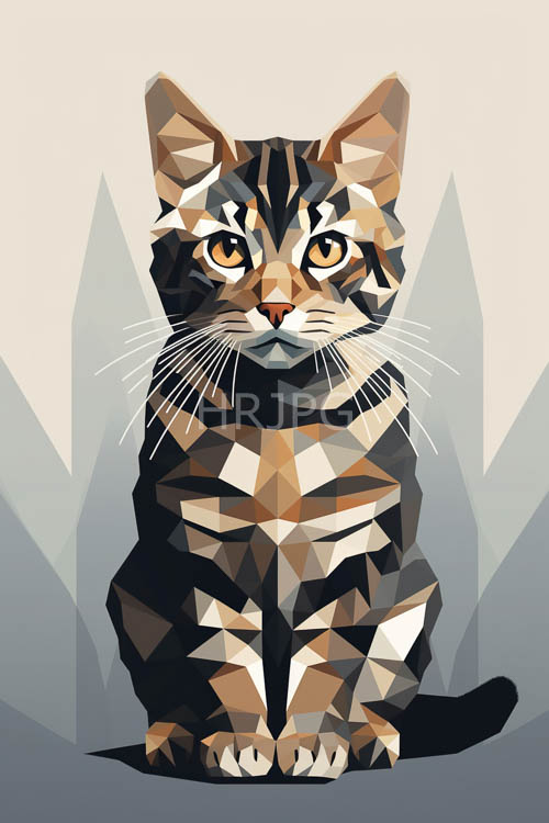 regal feline formations amidst angular mountain ranges with muted slate gray peaks and beige backdrop