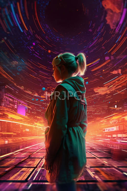 neonlit scenery unfolds amidst futuristic streets with holographic city lights