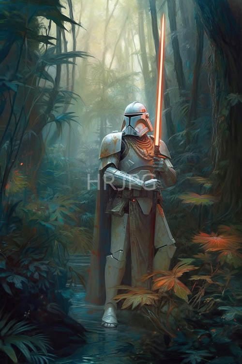 plasma energy glows from a warrior in mist shrouded woodlands