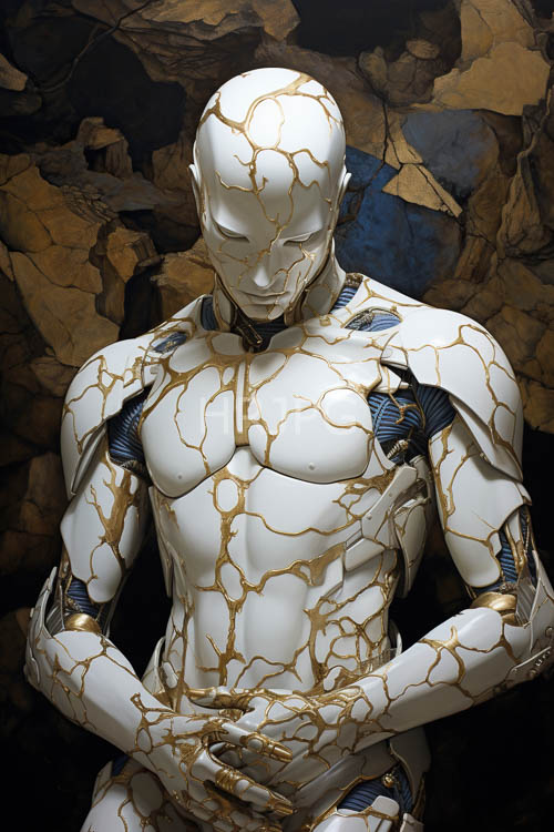 mechanical elegance meets celestial details in futuristic androgynous design