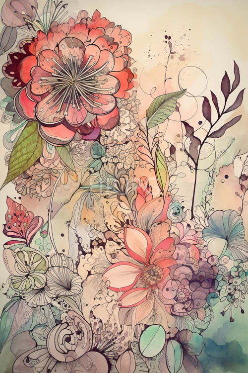 peonies transition seamlessly into sage and sandstone background tones