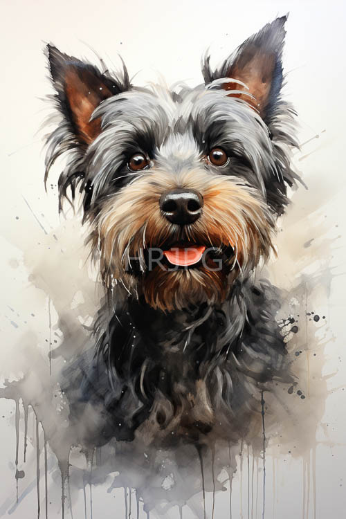 canine exuberance celebrated through elevated fineart techniques in ochre and beige