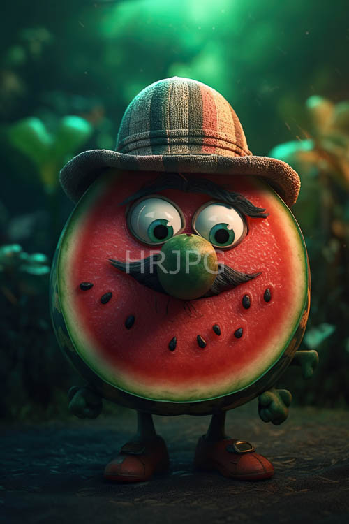 High Resolution: Fruitful Whimsy Transforms into Aquatic Character with Emerald Ocular Features download. | HRJPG.com