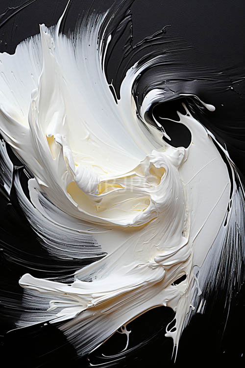 swirling buttercup pigment forms voluptuous curves across deep cosmic canvas with textural eruptions