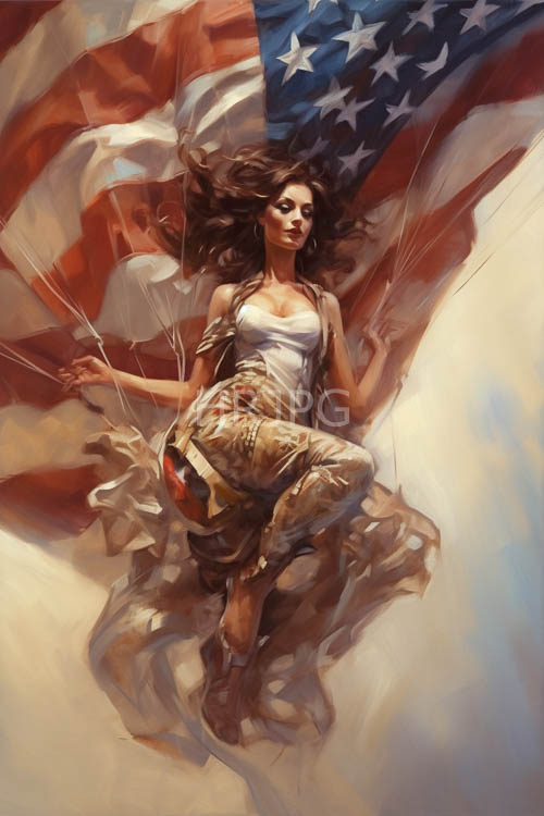 denim fabrics and stars accent cascading red banners