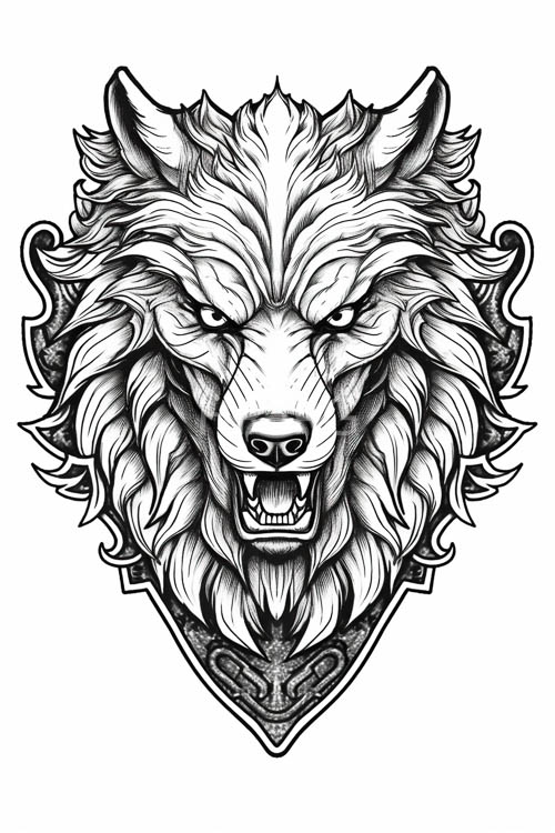 lupine unfolds with intricate fur textures and razorsharp canines amidst monochrome intensity