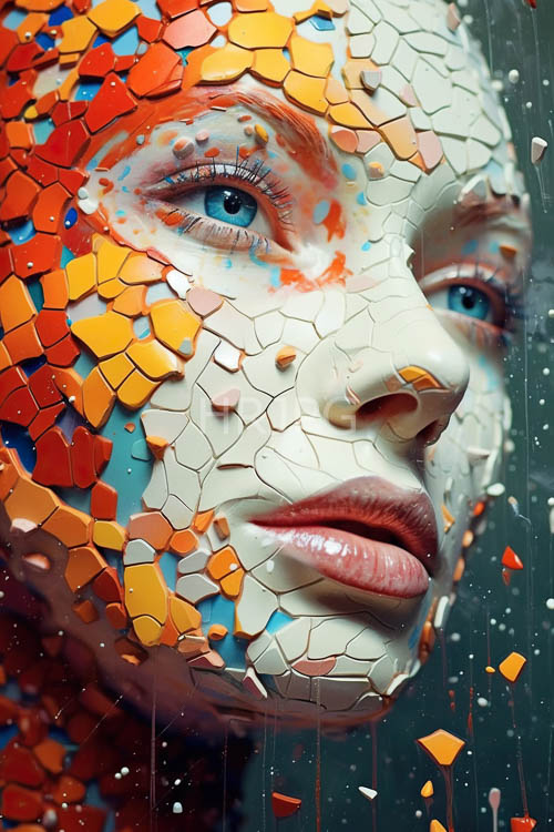 High Resolution: Contemporary Emerging from Geometric Tesserae in Rich Orange and Ivory download. | HRJPG.com