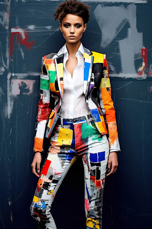 defined brows frame striking features against urban backdrop with dramatic makeup