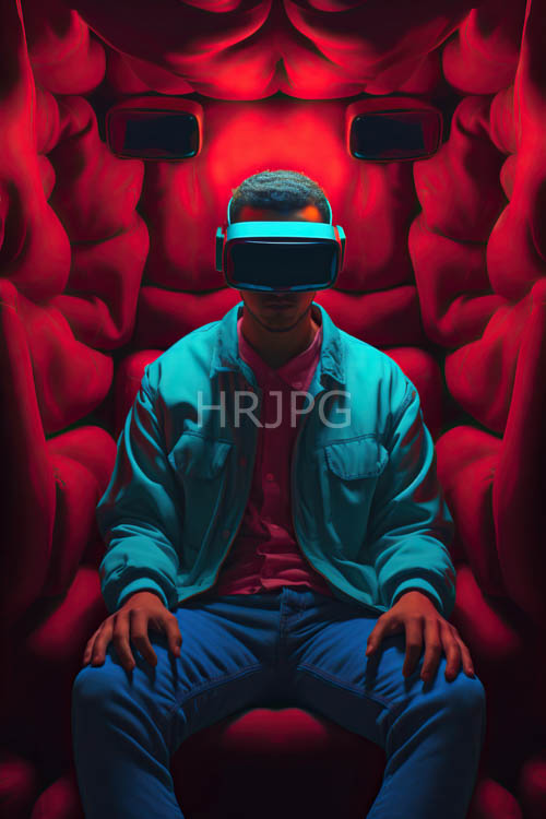 tailored jacket fabric contrasts with vintage theater lighting on plush crimson velvet in immersive realm