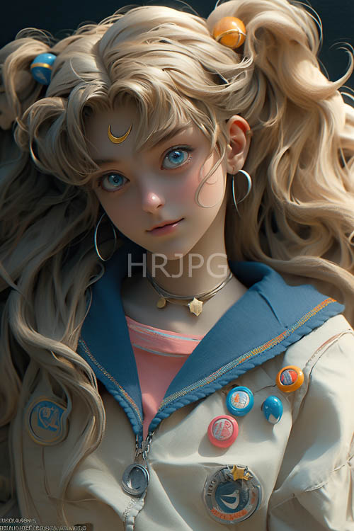 animestyle of kawaii character with edgy metallic accents