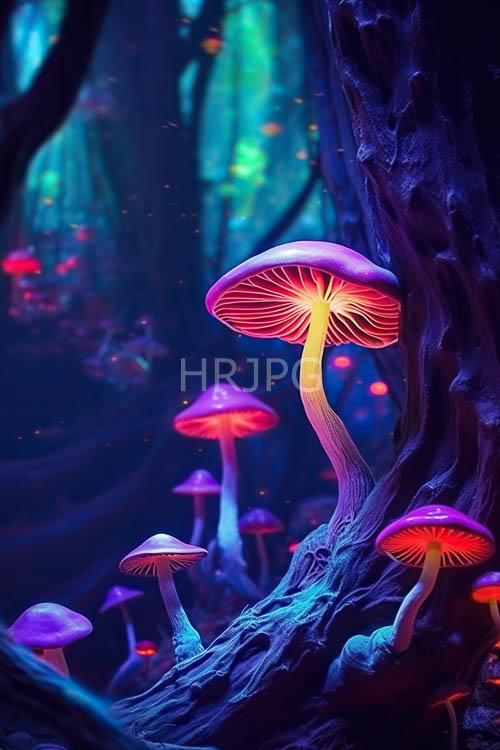 fungal forests awaken with mystical fireflies and organic timber
